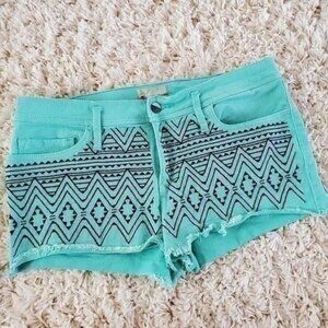 ROXY Aztec Print Denim Shorts